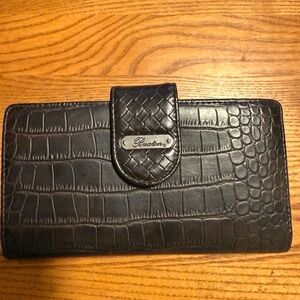 Buxton Brown Woven Croc textured Wallet/Clutch